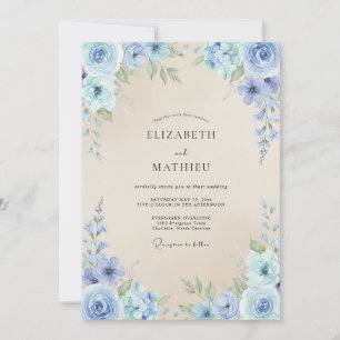 Convites Casamento Pétala Creme Antigo Periwinkle