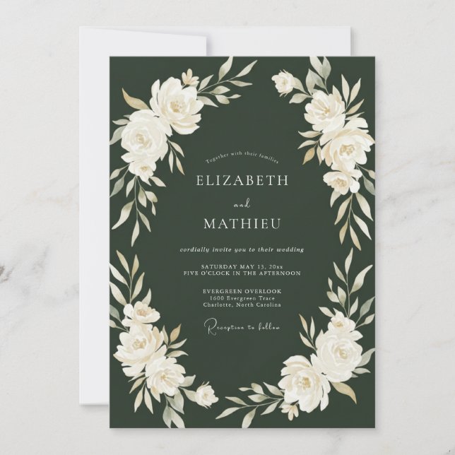 Convites Casamento Pétala Creme Caçador (Frente)