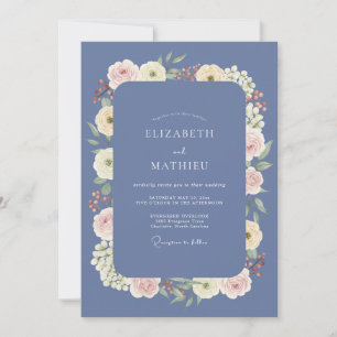 Convites Casamento Pétala Creme Marfim Periwinkle