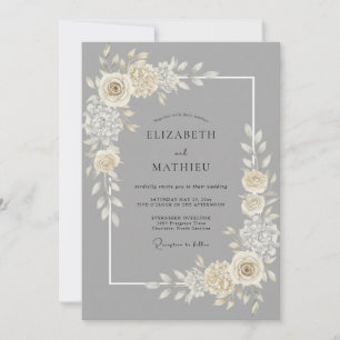 Convites Casamento Pétala Creme Prata