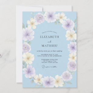 Convites Casamento Pétala Creme Quente Periwinkle