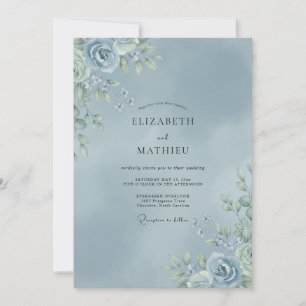 Convites Casamento Pétala de Aço Azul