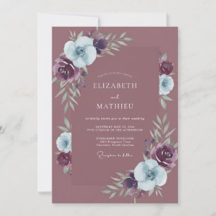 Convites Casamento Pétala de Ameixa Costeira Periwinkle