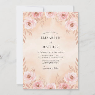 Convites Casamento Pétala de Champanhe Pêssego