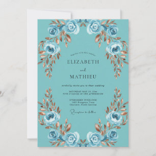 Convites Casamento Pétala de Cobre Aqua