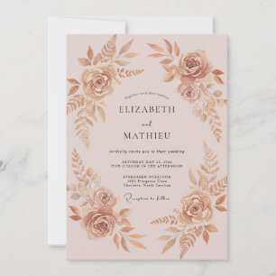 Convites Casamento Pétala de Cobre Champanhe Dourado