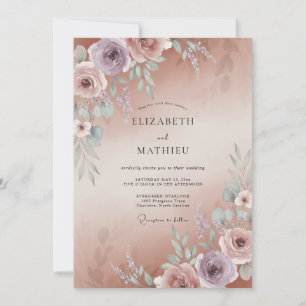 Convites Casamento Pétala de Cobre Malva