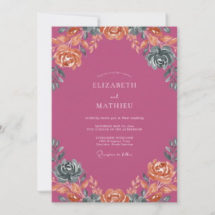 Convites Casamento Pétala de Coral Desbotado Magenta