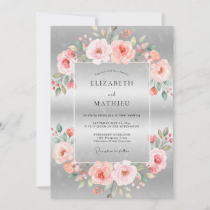 Convites Casamento Pétala de Coral Silver Blush