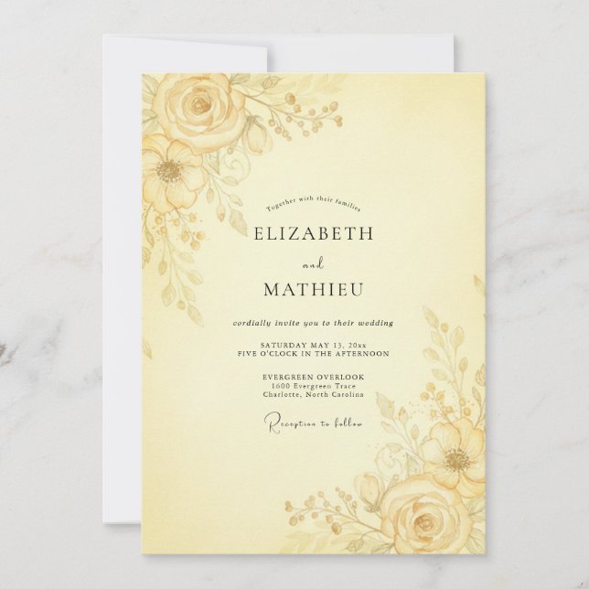 Convites Casamento Pétala de Creme de Manteiga (Frente)