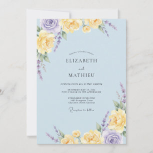 Convites Casamento Pétala de Lilás Amarelo Azure