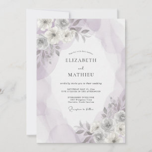 Convites Casamento Pétala de Lilás Macio Prata