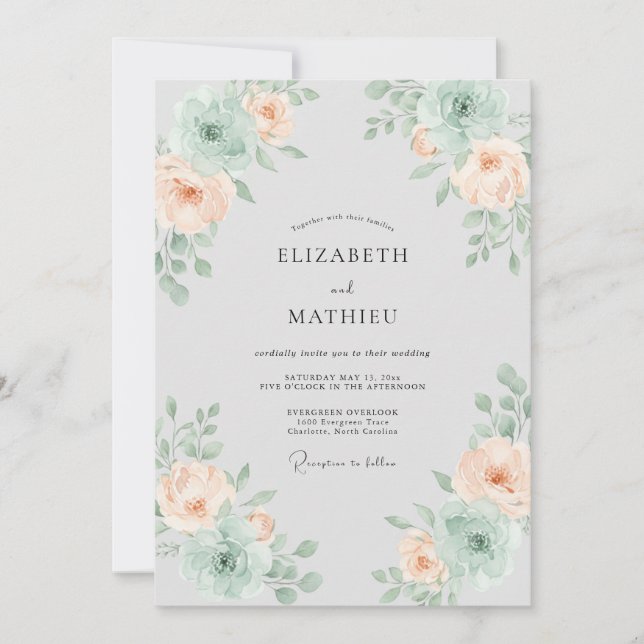Convites Casamento Pétala de Maresia Dourada (Frente)