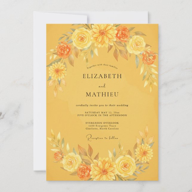 Convites Casamento Pétala de Mel Dourado (Frente)