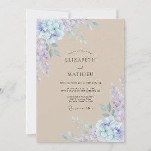 Convites Casamento Pétala de Periwinkle Bege