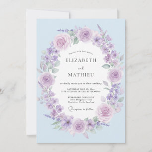 Convites Casamento Pétala de Periwinkle Lavanda Suave