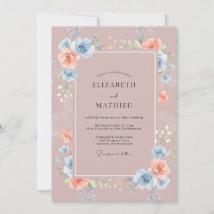 Convites Casamento Pétala de Periwinkle Rosa