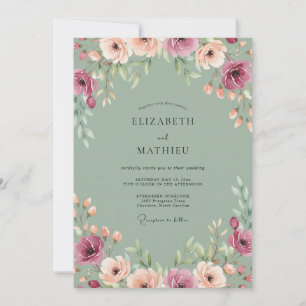 Convites Casamento Pétala de Pêssego Celadon