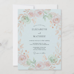 Convites Casamento Pétala de Pêssego Celeste