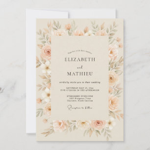 Convites Casamento Pétala de Pêssego Champagne Dourado