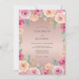 Convites Casamento Pétala de Pêssego Magenta