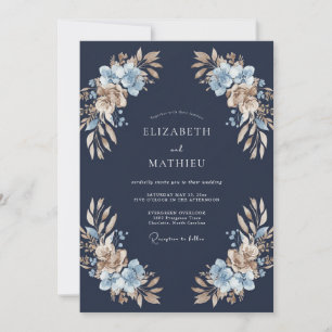 Convites Casamento Pétala de Taupe à Meia-Noite