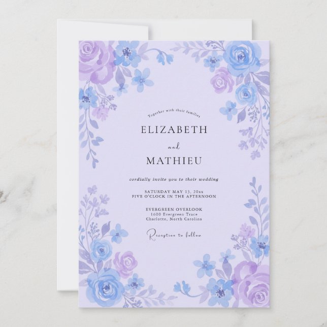Convites Casamento Pétala de Vinca Lavanda (Frente)