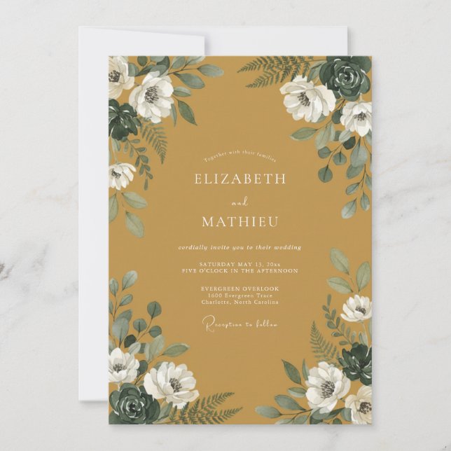 Convites Casamento Pétala Dourada (Frente)