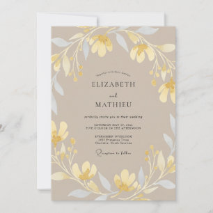 Convites Casamento Pétala Dourada Bege