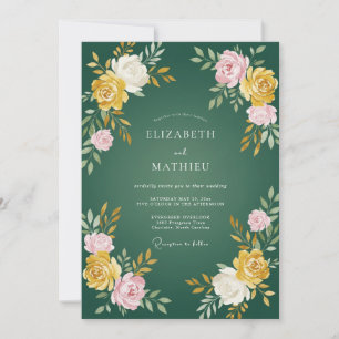 Convites Casamento Pétala Dourada Caçador