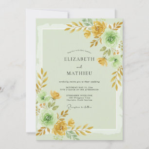 Convites Casamento Pétala Dourada Hortelã