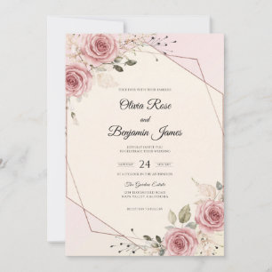 Convites Casamento Pétala Dourada Malva Suave