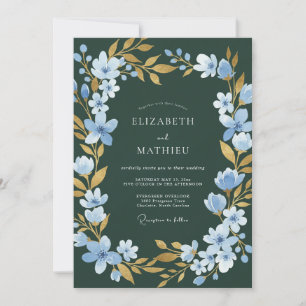 Convites Casamento Pétala Dourada Spruce Escura