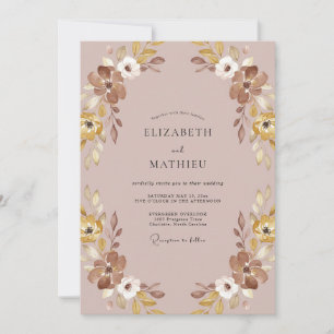 Convites Casamento Pétala Dourado Taupe