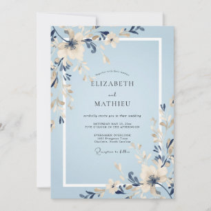 Convites Casamento Pétala Índigo Azul