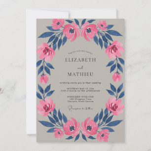 Convites Casamento Pétala Índigo Magenta