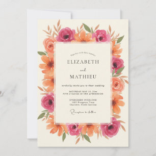 Convites Casamento Pétala Laranja Magenta