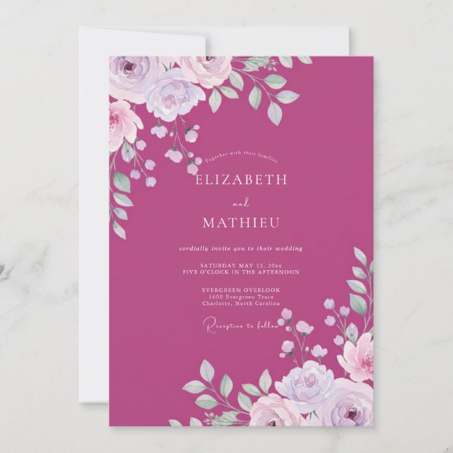 Convites Casamento Pétala Lavanda Fruta (Frente)