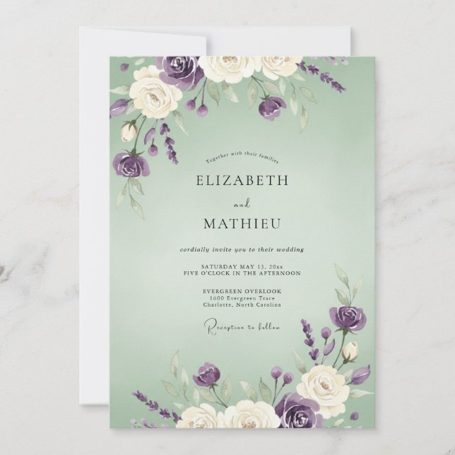 Convites Casamento Pétala Lavanda Maresia (Frente)