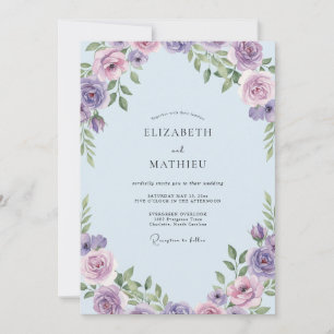 Convites Casamento Pétala Lilás Céu
