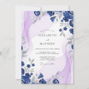 Convites Casamento Pétala Lilás Cobalto