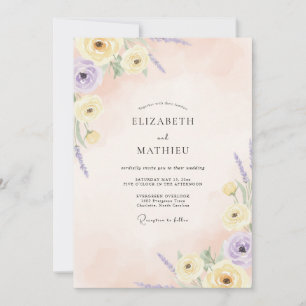 Convites Casamento Pétala Lilás Manteiga