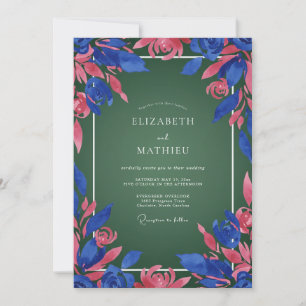 Convites Casamento Pétala Magenta Cobalto