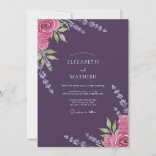 Convites Casamento Pétala Magenta Luxuosa