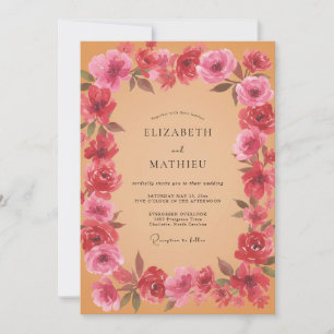 Convites Casamento Pétala Magenta Pêssego