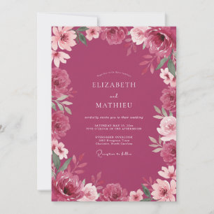 Convites Casamento Pétala Magenta Profundo