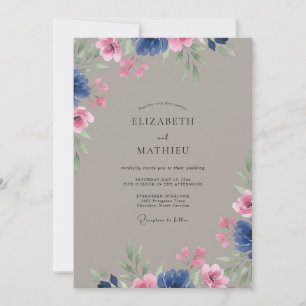 Convites Casamento Pétala Magenta Taupe