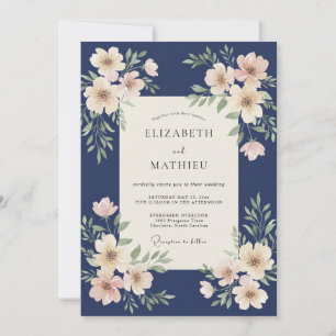 Convites Casamento Pétala Marfim Meia-Noite