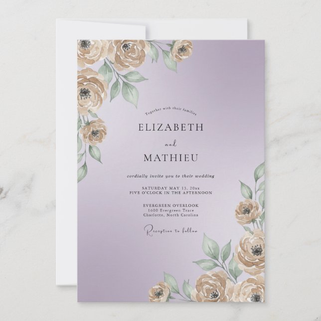 Convites Casamento Pétala Meia-Noite Poeirenta (Frente)