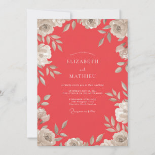 Convites Casamento Pétala Pintada Coral Suave